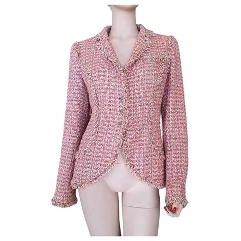 chanel jacket outfit pink|Chanel tweed jacket for sale.